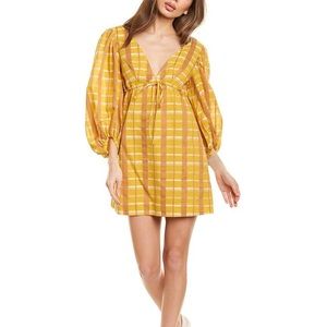 Staud Keshi Yellow Plaid Dress